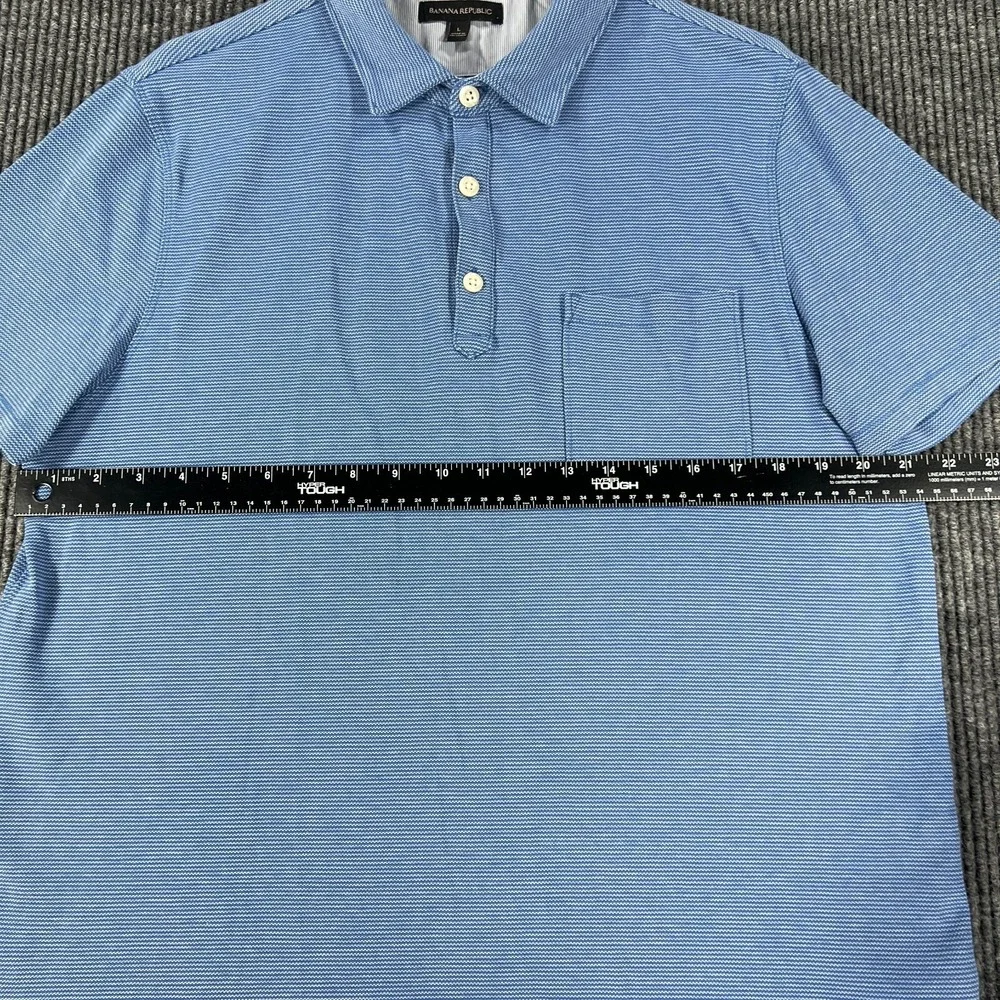Banana Republic Mens Size Large Blue Short Sleeve Polo Shirt Night Soft Sharp